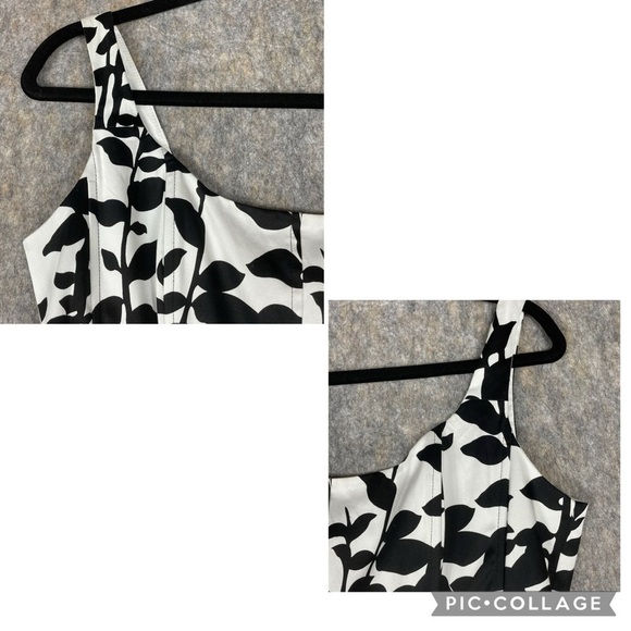 Nine West Sleeveless ALine Classic Fitted Bodice w/Boning Floral Border Dress 8 - Picture 6 of 16